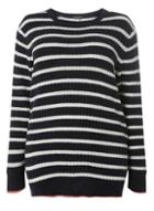 Dorothy Perkins *dp Curve Navy And Ivory Striped Slouchy Jumper