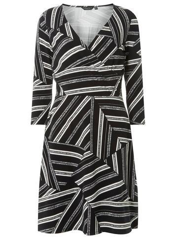 Dorothy Perkins Monochrome Stripe Wrap Dress