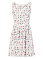 *tenki White Floral Print Skater Dress