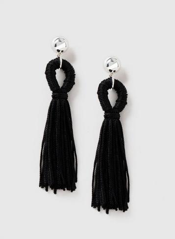 Dorothy Perkins Black Tassel Loop Earrings