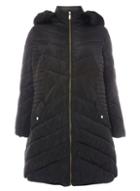 Dorothy Perkins Dp Curve Black Faux Fur Padded Jacket
