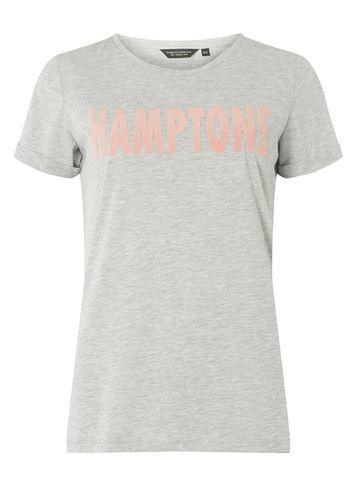 Dorothy Perkins Grey Hamptons Slogan Motif T-shirt