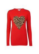 Dorothy Perkins *tall Red Heart Leopard Print Jumper