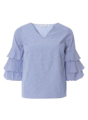Dorothy Perkins Petite Blue Puff Sleeve V-neck Top