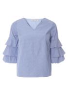 Dorothy Perkins Petite Blue Puff Sleeve V-neck Top