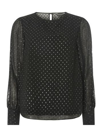 Dorothy Perkins Black Metallic Dobby Blouse