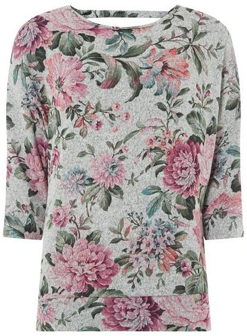 Dorothy Perkins *billie & Blossom Grey Batwing Sleeve Floral Print Top