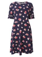 Dorothy Perkins *tall Navy Spot And Floral Dress