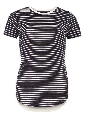 Dorothy Perkins Navy Stripe Woven Back Tee