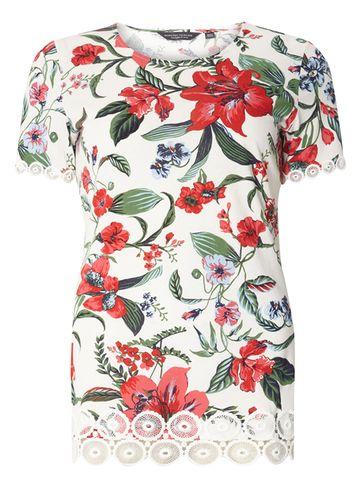 Dorothy Perkins Floral Print Circle Trim T-shirt