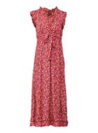*izabel London Red Tie Waist Ditsy Print Dress
