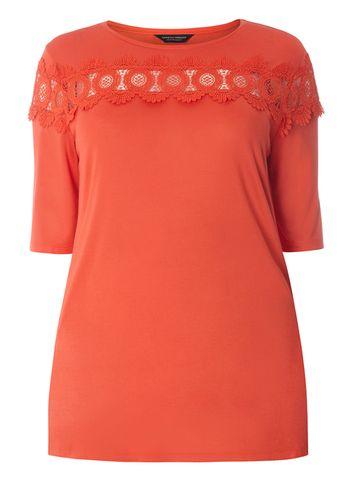 Dorothy Perkins Dp Curve Coral Lace Insert Top