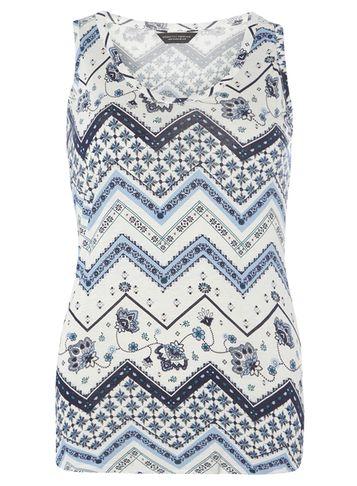Dorothy Perkins Blue Floral Chevron Vest