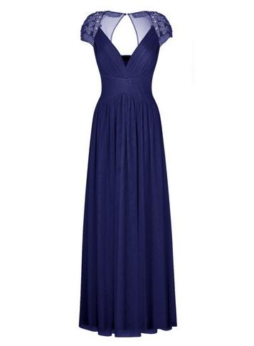 *little Mistress Navy Plunge Mesh Maxi Dress