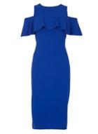 Dorothy Perkins *voulez Vous Royal Blue Cold Shoulder Pencil Dress