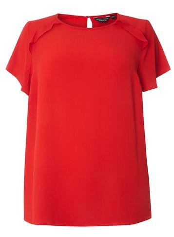 Dorothy Perkins Dp Curve Red Flutter Sleeve Top