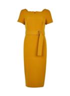 Dorothy Perkins Petite Yellow Square Neck Belted Shift Dress