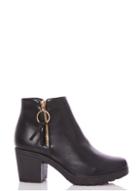 Dorothy Perkins *quiz Black Ring Pull Block Heel Ankle Boots