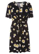 Dorothy Perkins Black Printed Knot Front Fit & Flare Dress