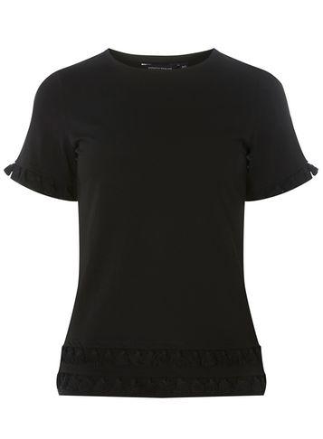 Dorothy Perkins Black Pom Pom Trim T-shirt