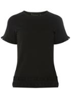 Dorothy Perkins Black Pom Pom Trim T-shirt
