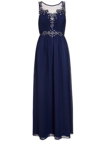 Dorothy Perkins *quiz Navy Chiffon Embroidered Maxi Dress