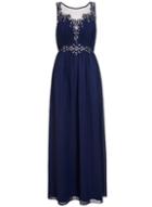 Dorothy Perkins *quiz Navy Chiffon Embroidered Maxi Dress