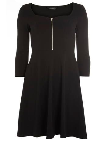 Dorothy Perkins Black Zip Sweetheart Dress