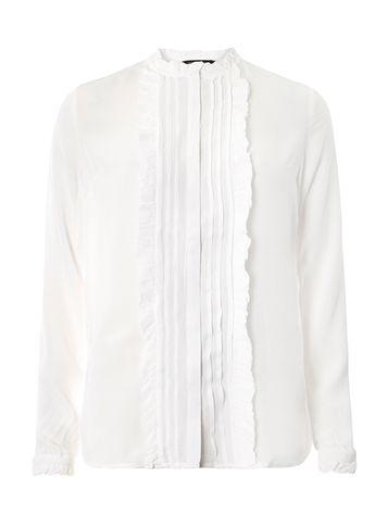 Dorothy Perkins Ivory Ruffle Pintuck Shirt