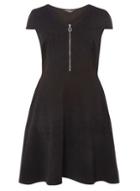 Dorothy Perkins Dp Curve Black Zip Front Fit And Flare Dress