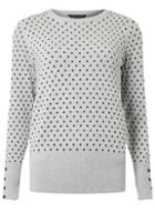 Dorothy Perkins Grey Spot Print Button Cuff Jumper