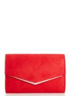 *quiz Red Faux Suede Envelope Clutch Bag