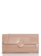 Dorothy Perkins *quiz Nude Patent Gold Circle Clutch Bag