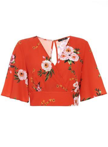 Dorothy Perkins *orange Floral Print Crop Top