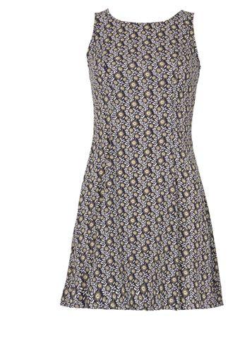 Dorothy Perkins *blue Vanilla Navy Floral Print Swing Dress