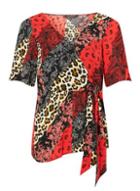 Dorothy Perkins Red Animal Mix Wrap Top