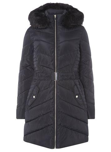 Dorothy Perkins *tall Navy Luxe Padded Jacket With Belt