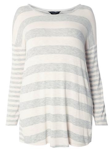 Dorothy Perkins Dp Curve Grey Stripe Cutabout Sweatshirt