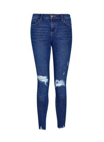 Dorothy Perkins Ultra Blue 'darcy' Rib Ankle Grazer Jeans
