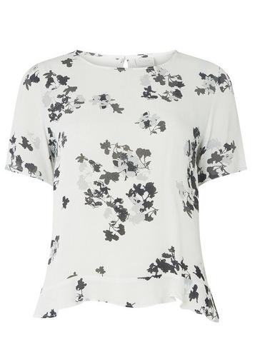 *vila White Floral Print Peplum Hem Top