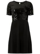 Dorothy Perkins Black Sequin Top Skater Dress