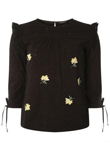 Dorothy Perkins Black Embroidered Broderie Top