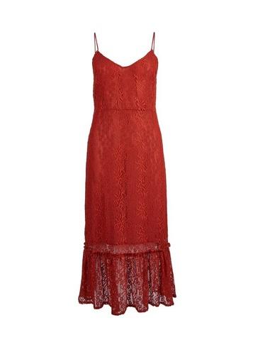 *vila Red Lace Camisole Midi Dress