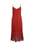 *vila Red Lace Camisole Midi Dress