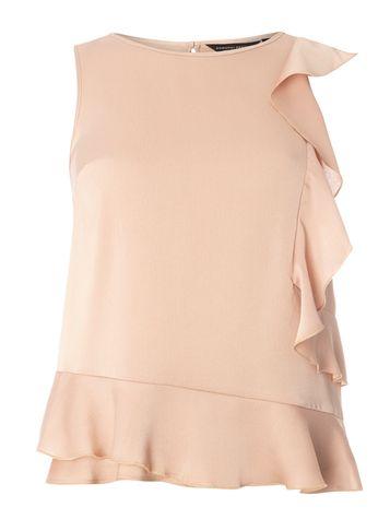 Dorothy Perkins Nude Satin Ruffle Shell Top