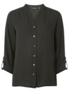 Dorothy Perkins Black Pleated Collarless Shirt