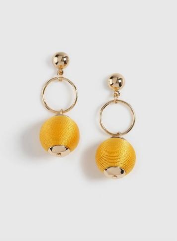 Dorothy Perkins Yellow Wrap Ball Drop Earrings
