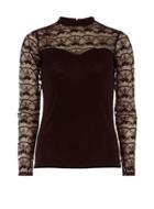 Dorothy Perkins Raisin Embroidered Victoriana Long Sleeved Top