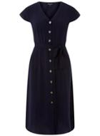 Dorothy Perkins Navy Horn Button Midi Shirt Dress