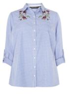 Dorothy Perkins Dp Curve Blue Rose Embroidered Shirt